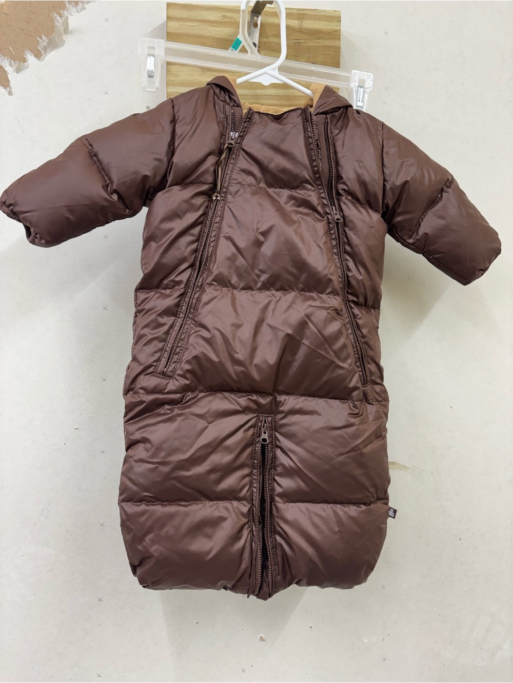 Baby gap down filled brown puffer snowsuit newborn 3-6 months